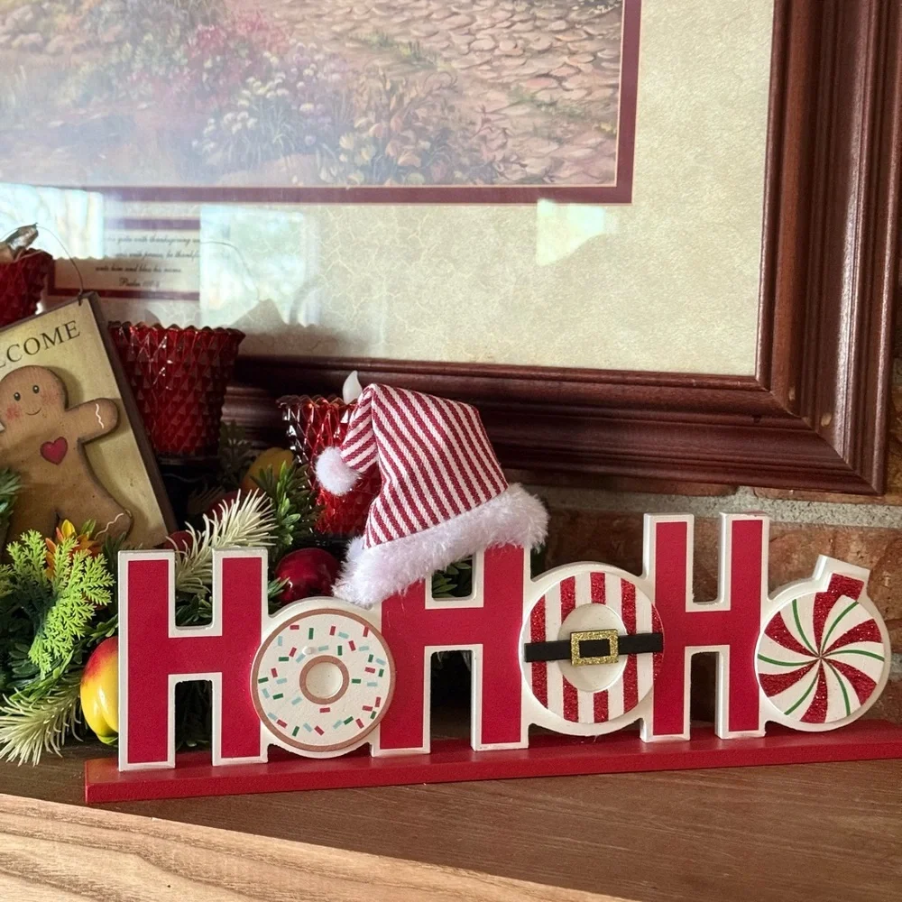 Merry Christmas Decorative Sign - Red Holiday Tabletop Accent